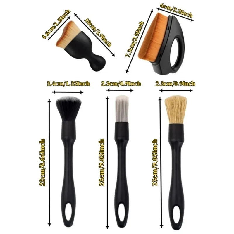 Car Detailing Brush Set 5PCS Auto Interior Cleaning Tools Air Vent Dust Duster Crevice Cleaner Car Wash Brushes for Vehicle Care