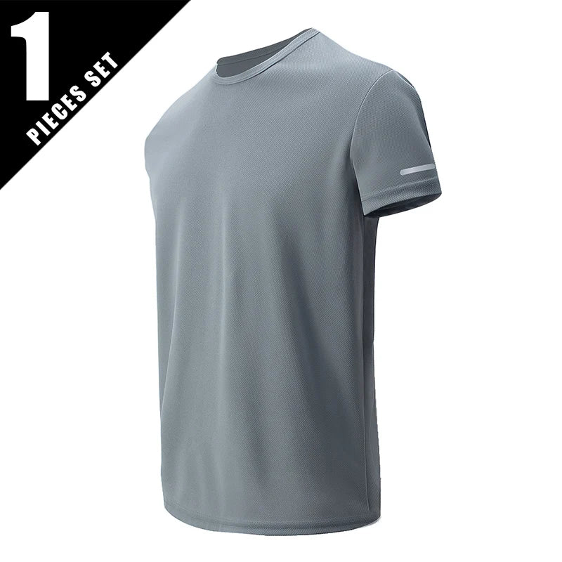 Men's Solid Color Short Sleeved SpringSummer Quick Drying Breathable Sports And Fitness Comfortable Plus Size Top Casual T-Shirt