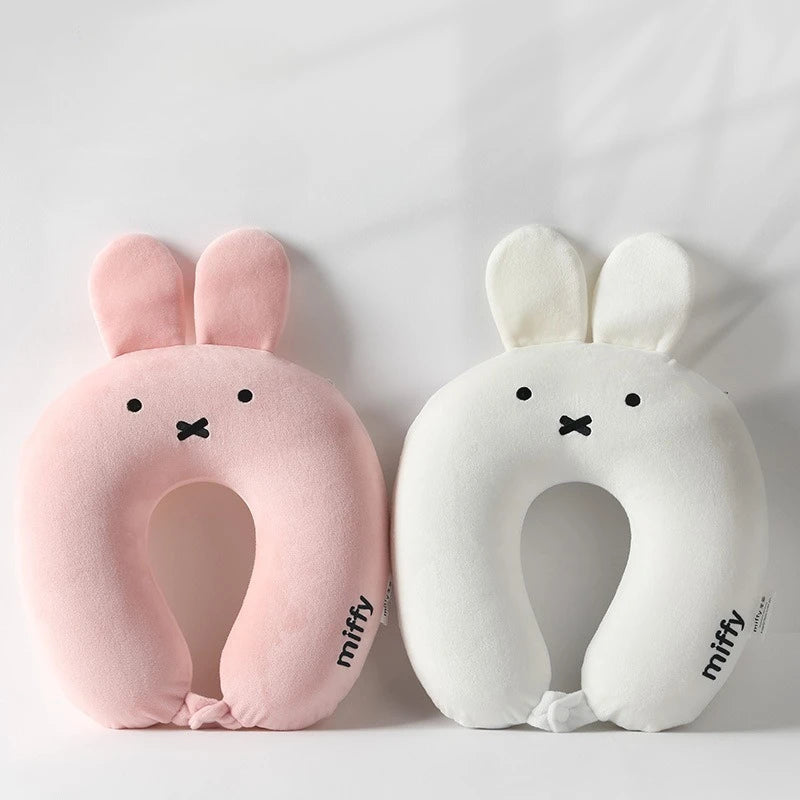 Cute Hot Anime Miffy Rabbit Ears Cartoon Memory Cotton Neck Pillow Four Hump Neck Pillow Comfort U-pillow Travel Car Plane Miffy
