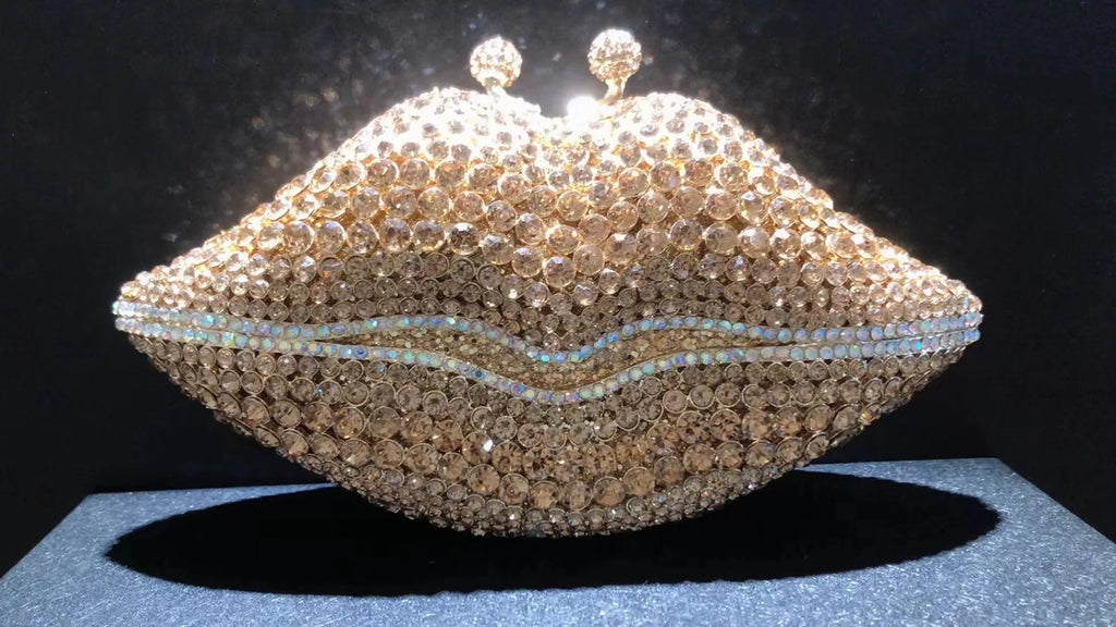 New Arrival Mouth Crystal Evening Bag Yellow/AB Diamond Wedding Bridal Clutches Purses Women’s Rhinestone Mini Minaudier Handbag