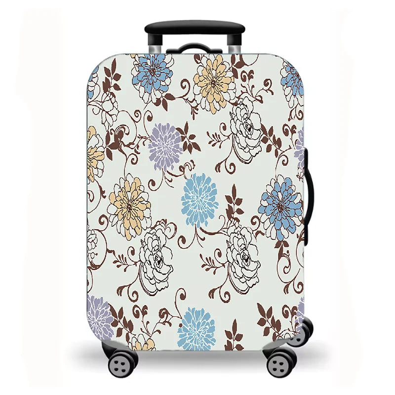 Luggage protective cover, retro printed elastic suitcase protective cover, retro floral pattern.