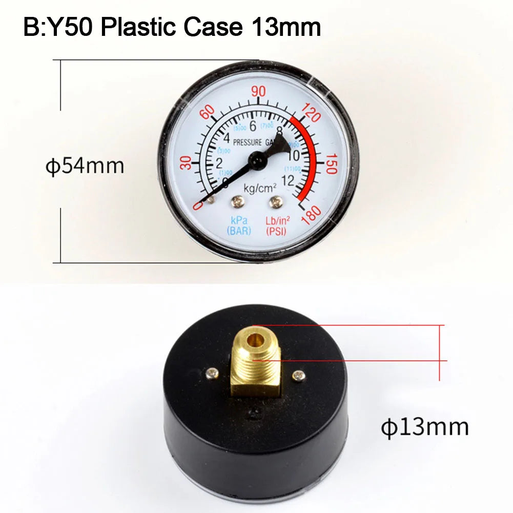 1pc Y40/Y50 Pressure Gauge 0-180PSI GasWater Fuel Liquids Meter Pressure Gauge Accurate Pressure Monitoring For Air Compressor