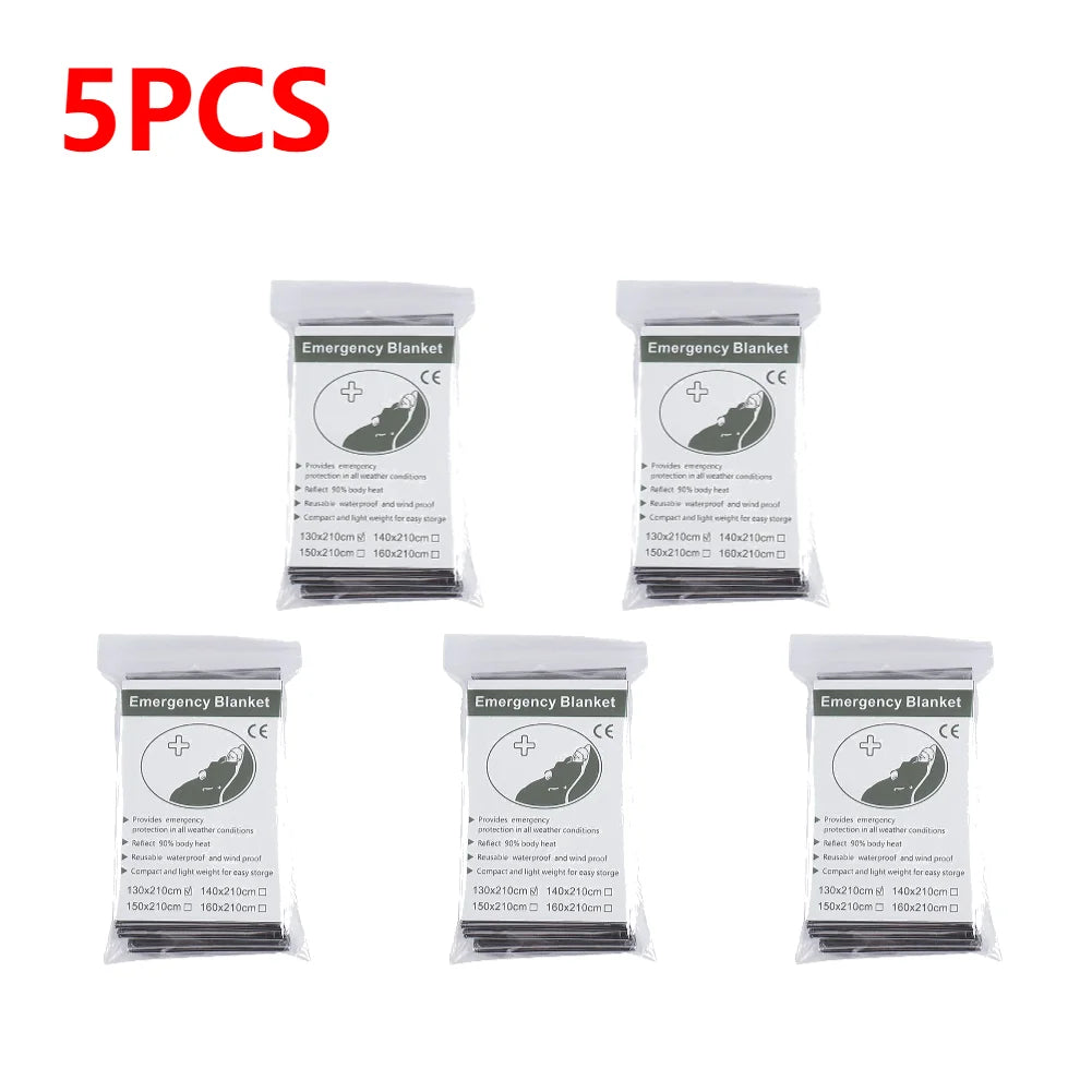 1-10PCS Emergency Thermal Blanket Outdoor Survival Blanket Folding Waterproof Windproof Rescue Blanket First Aid Camping Mat Pad