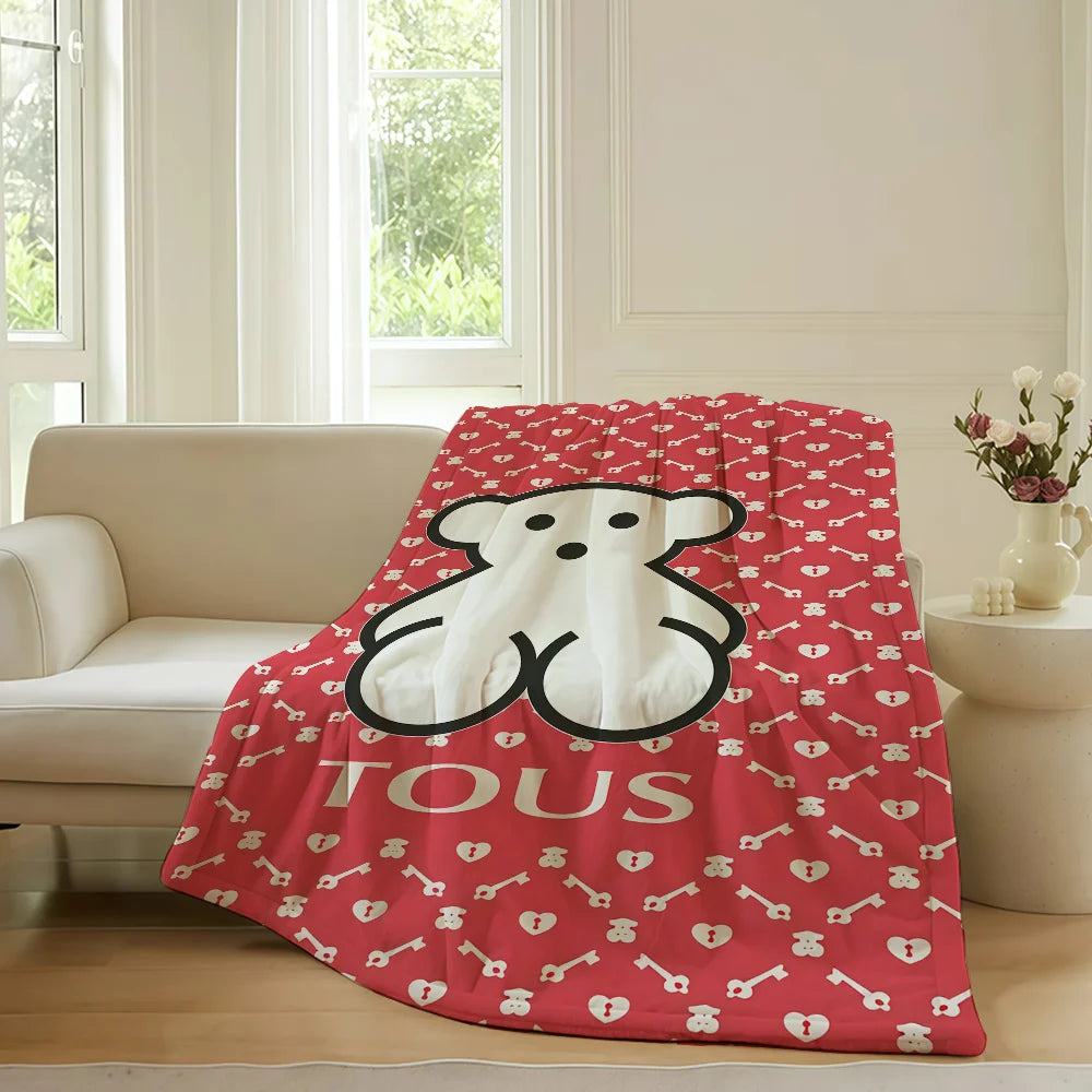 Fashion print T-TOUS  Blanket For Sofa Office Bed Plane Travel Sleep Read Relax Camping Soft And Warm