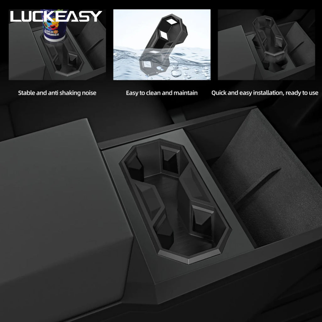 LUCKEASY for Tesla Cybertruck 2024-2026 Cup Holder Central Control Drinks Holder Silicone Water Cup Storage Box Car Accessories