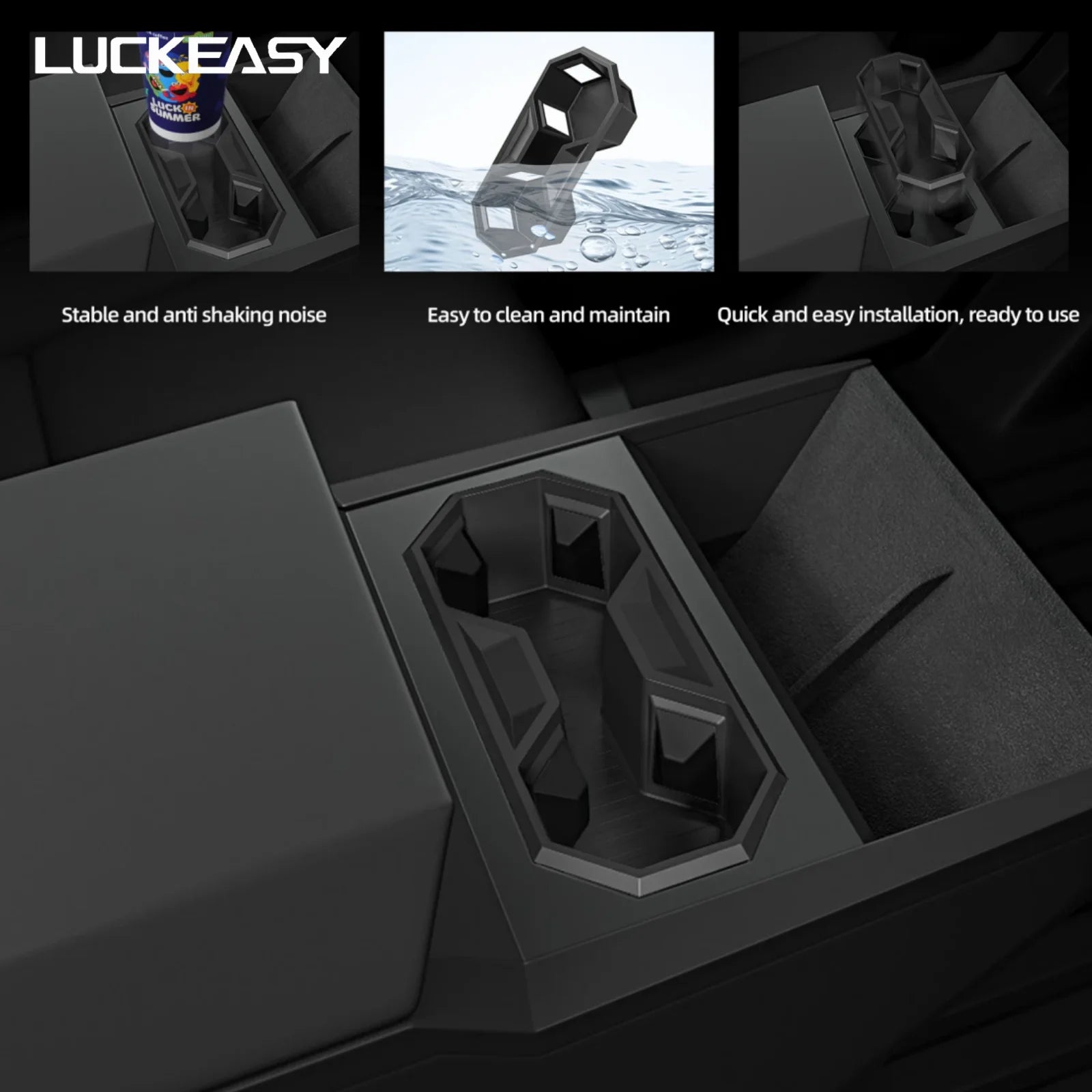 LUCKEASY for Tesla Cybertruck 2024-2026 Cup Holder Central Control Drinks Holder Silicone Water Cup Storage Box Car Accessories