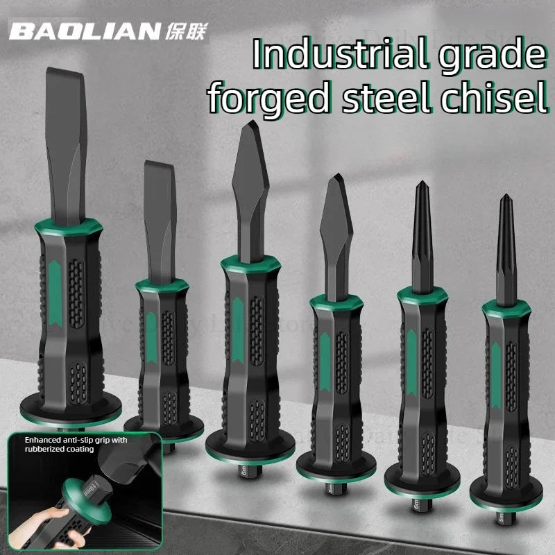Chrome Vanadium Steel Carving Chisel Stone Flat Chisel With Hand Guard Construction Cement Masonry Concrete Engraving Cut Tool