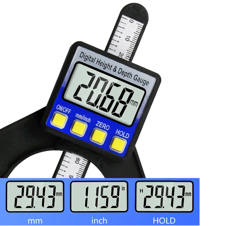 0-80mm Digital Height & Depth Gauge LCD Height Gauges Calipers With Magnetic Feet For Router Tables Woodworking Measuring Tools