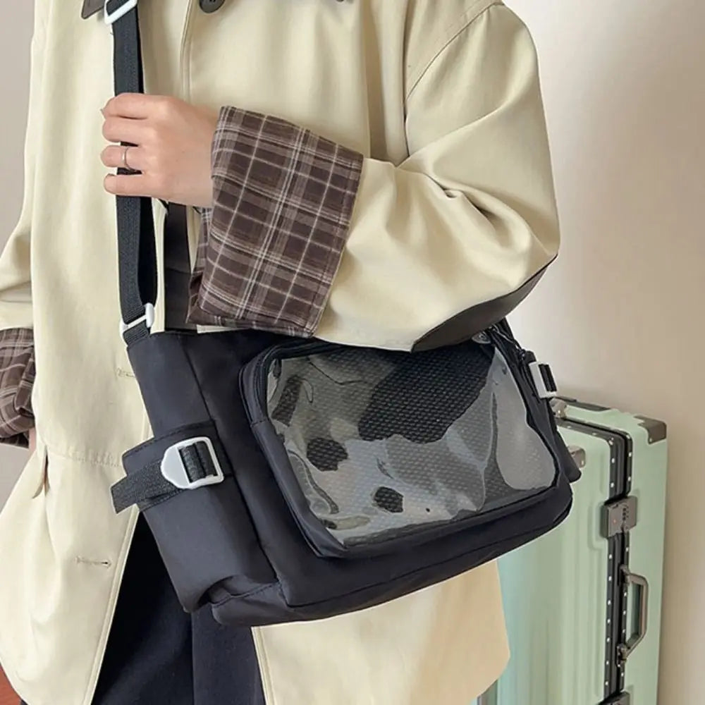 Zipper Bag Solid Color Itabag Nylon Cotton Doll Bag Transparent Bags Wallet Idol Merchandise Storage Shoulder Bag Gift