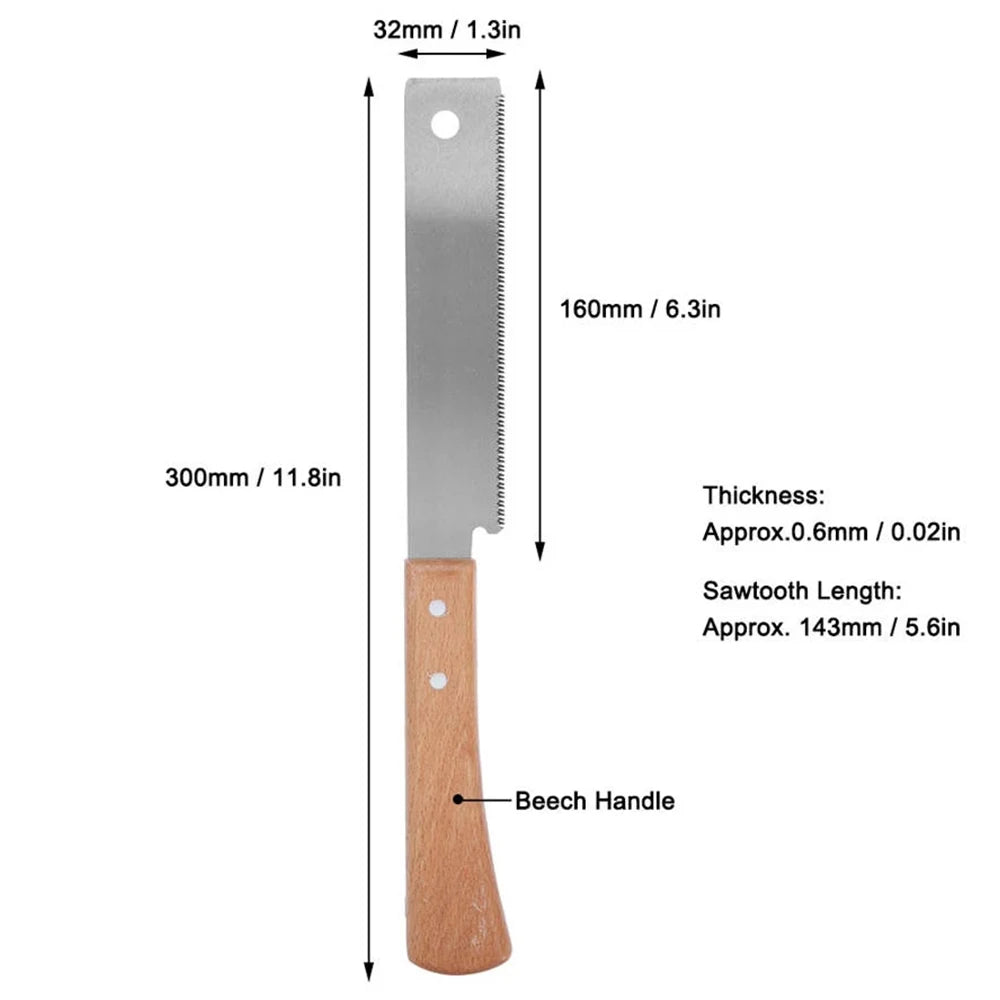 12 Inch Flush Cut Saw Wooden Straight Handle Hand Saw Single Edge Pull Saw Woodworking Trim Tool for Carpentry DIY Pruning