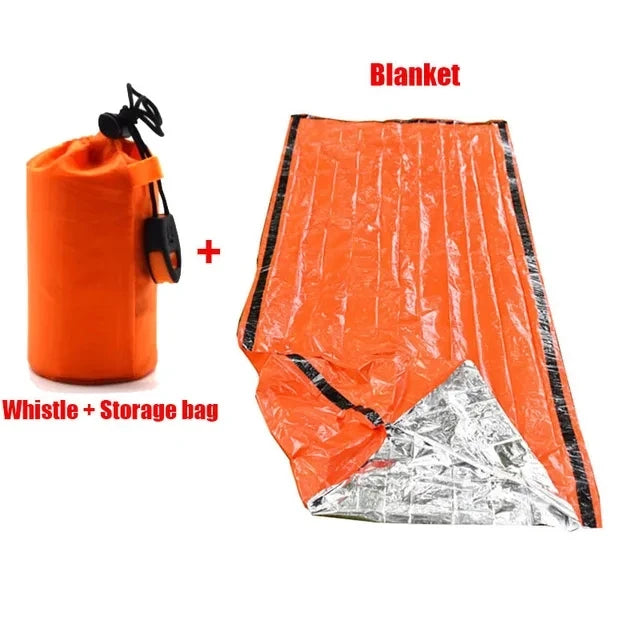 2 Person Emergency Shelter Survival Tent Kit Mylar Tube Tent Sleeping Bag Waterproof Outdoor SOS Thermal Blanket Reusable