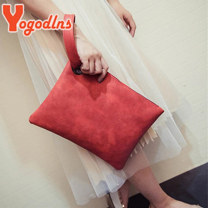 Yogodlns Fashion solid women's clutch bag leather women envelope bag clutch evening bag female Clutches Handbag free shipping