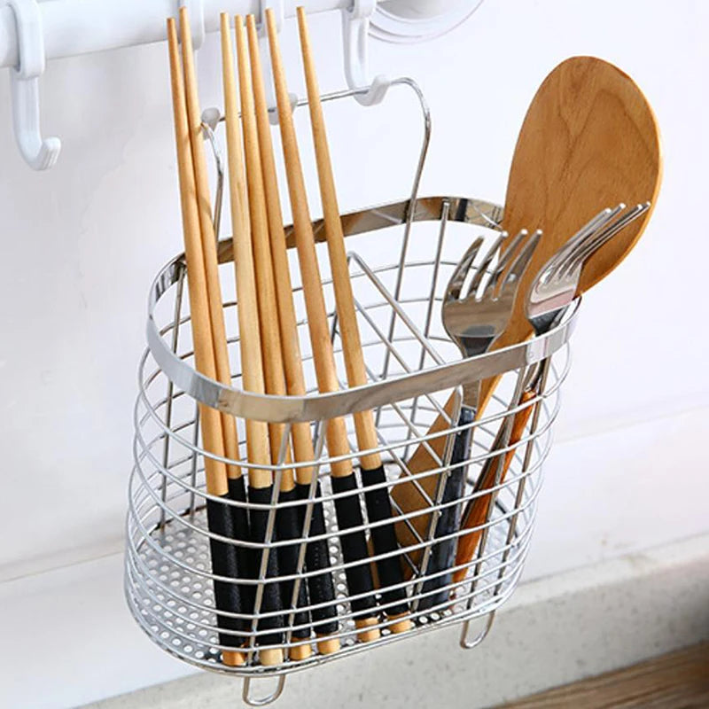 Suspension Type Household Stainless Steel Kitchen Cutlery Holder Drainer For Chopstick Forks Spoons Storage Organizer Ware Racks