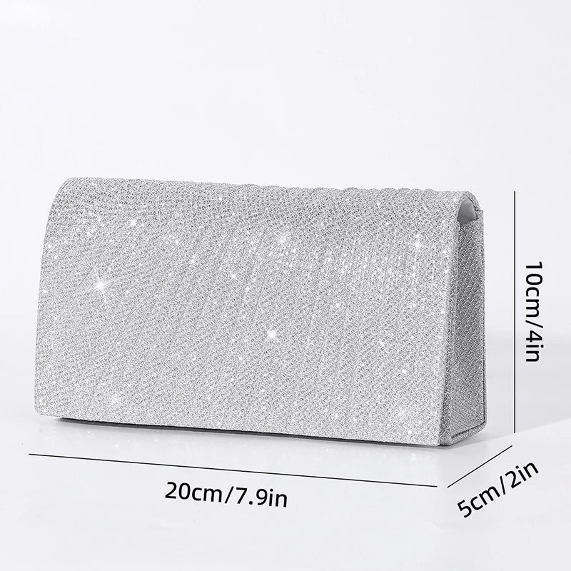 Women's Evening Shoulder Bag Bridal Clutch Party Prom Wedding Envelope Handbag Glitter Shiny Purses Sling Dating Dressy Bag