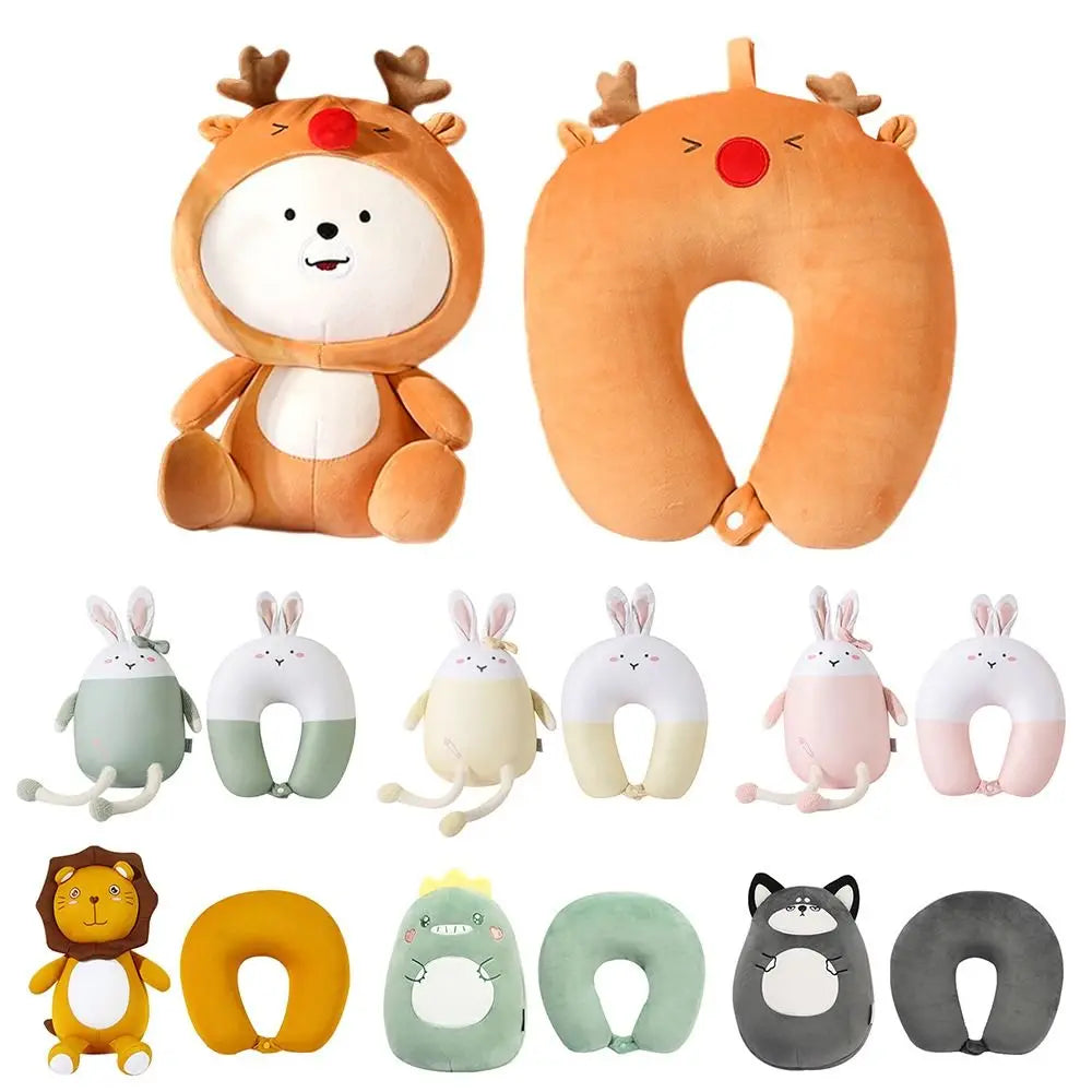 Healthcare Cute Multifunctional Cartoon Changable Penguin Whale Protection Neck Fluffy Pillows U Shaped Travel Pillow