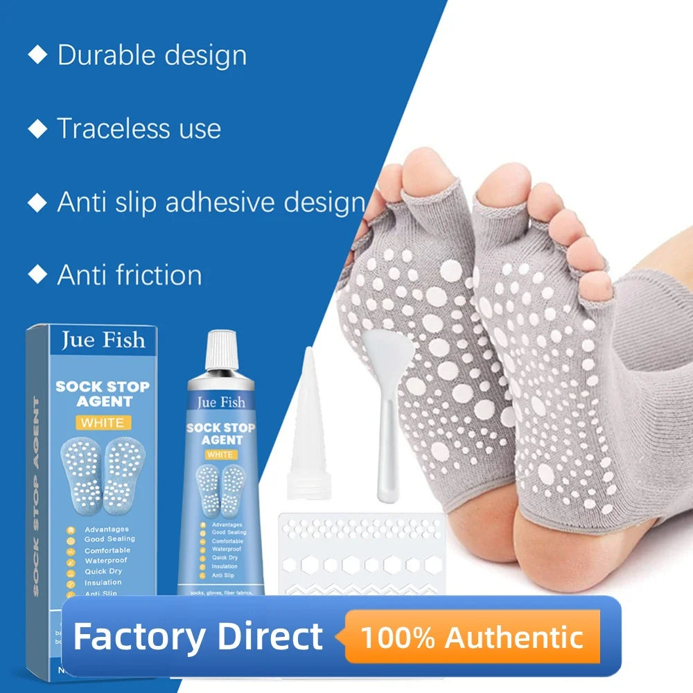 Sock Stop Glue with Scraper and Template Soft Non-Slip Adhesive Sock Stopper Liquid for Socks Pet Socks Floor Mats Blankets
