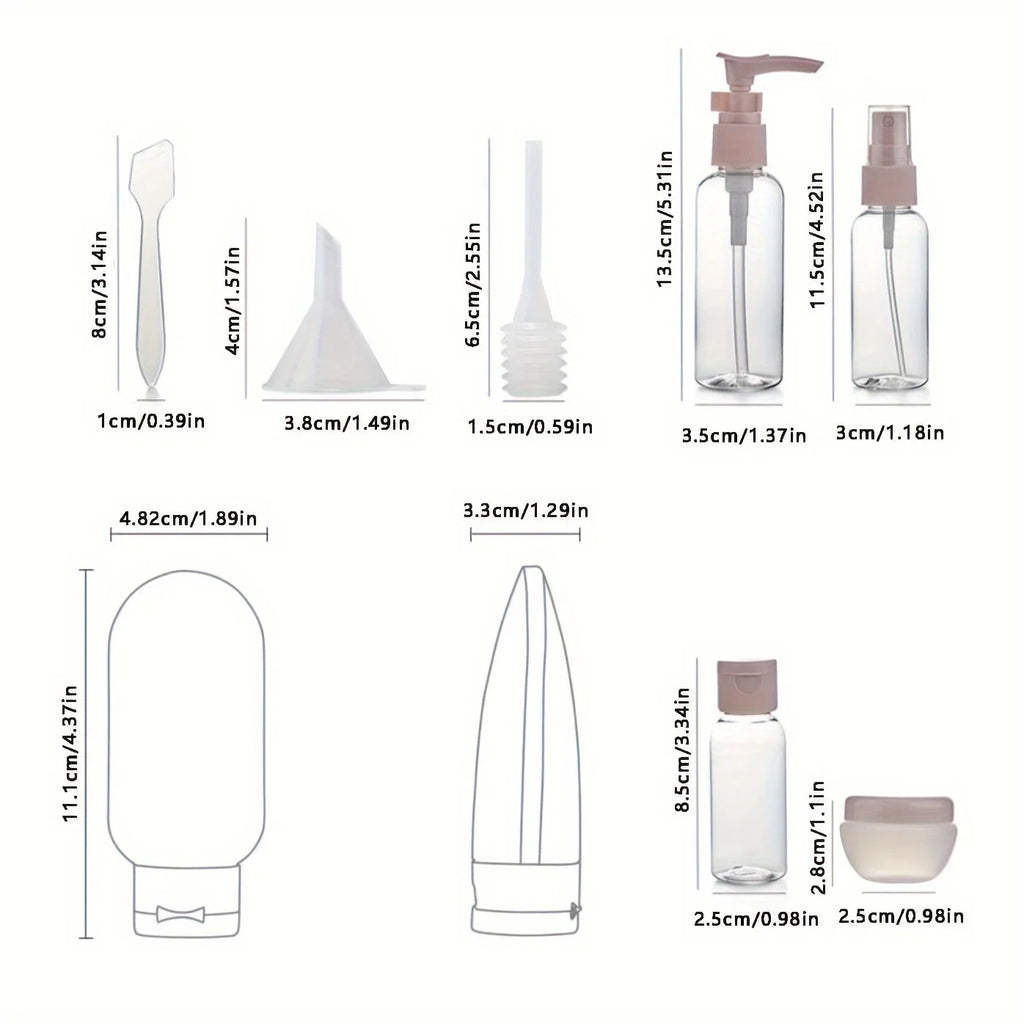 11-Piece Leak-Proof Travel Bottle Set Reusable Containers for Shampoo Conditioner Lotion Soap Bath Gel Essential