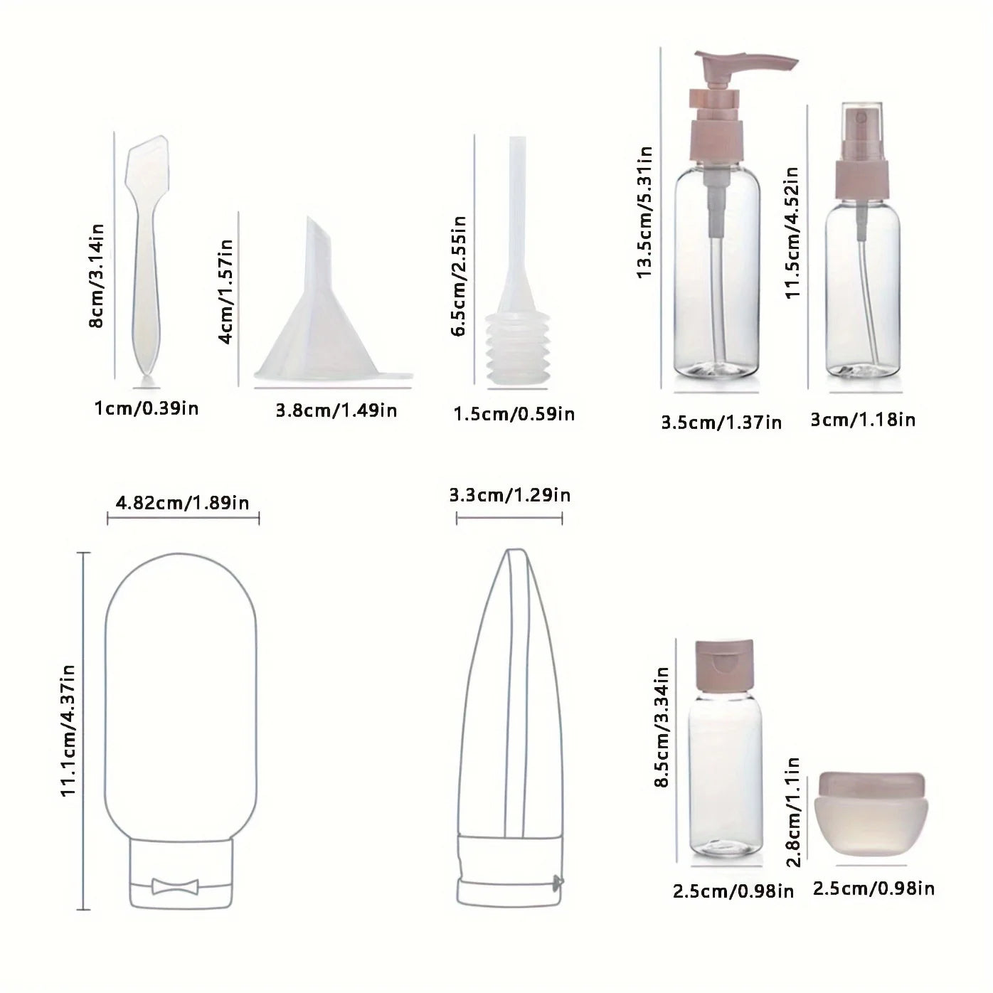11-Piece Leak-Proof Travel Bottle Set Reusable Containers for Shampoo Conditioner Lotion Soap Bath Gel Essential