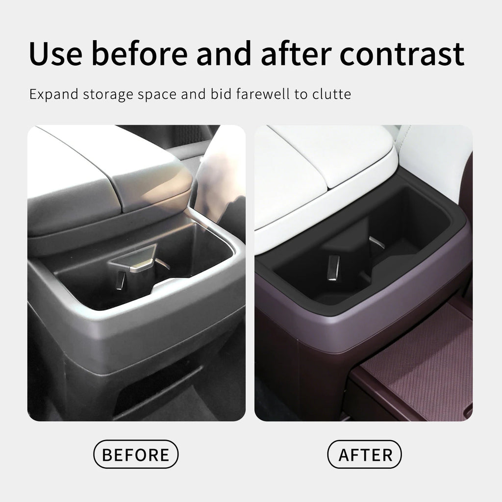 for Kia Telluride 2027 Center Console Water Cup Holder Drinks Storage Box Silicone Tray Car Interior Accessories Black
