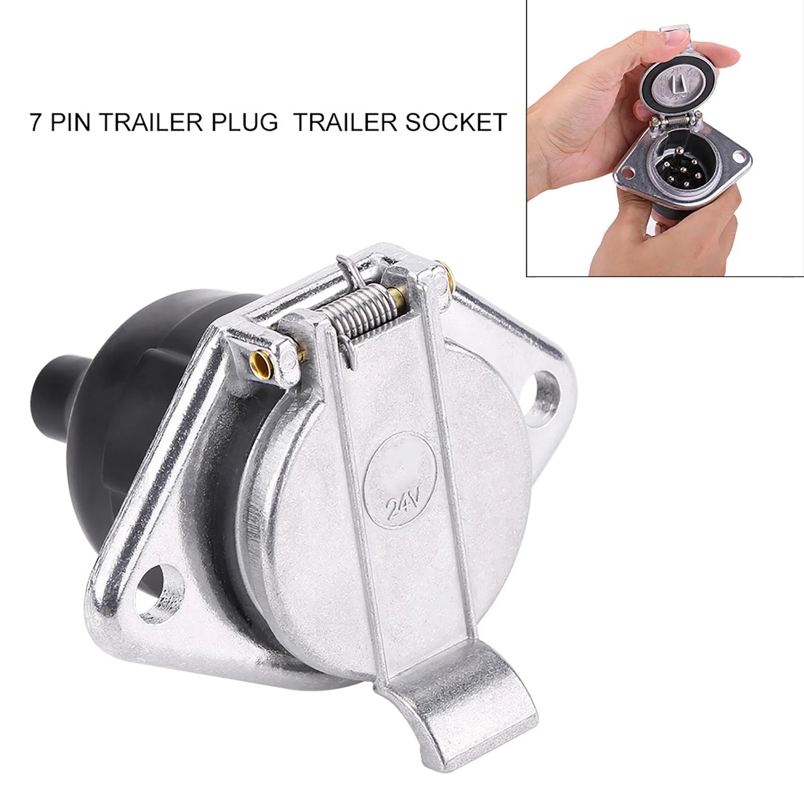 1PC Universal 24V 7 Pin Trailer Plug and Socket Type N Standard Connector Adapter Socket for Heavy Duty Truck Trailer Wiring