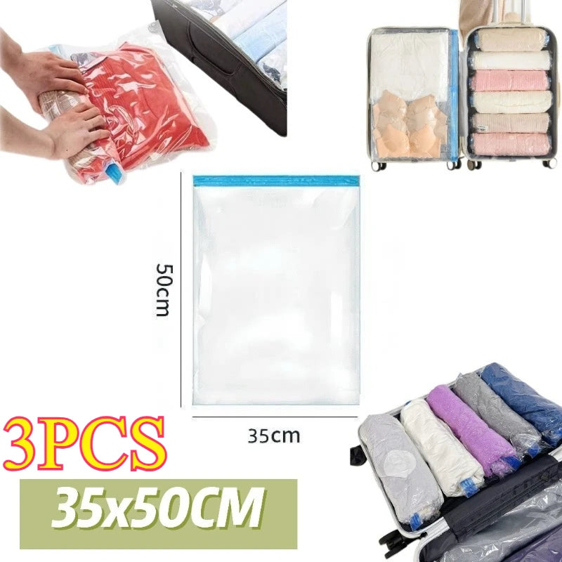 Roll Up Space Saver Travel Storage Bags Travel Accessories Compression Bag for Packing & Clothes, No Pump or Vacuum Needed