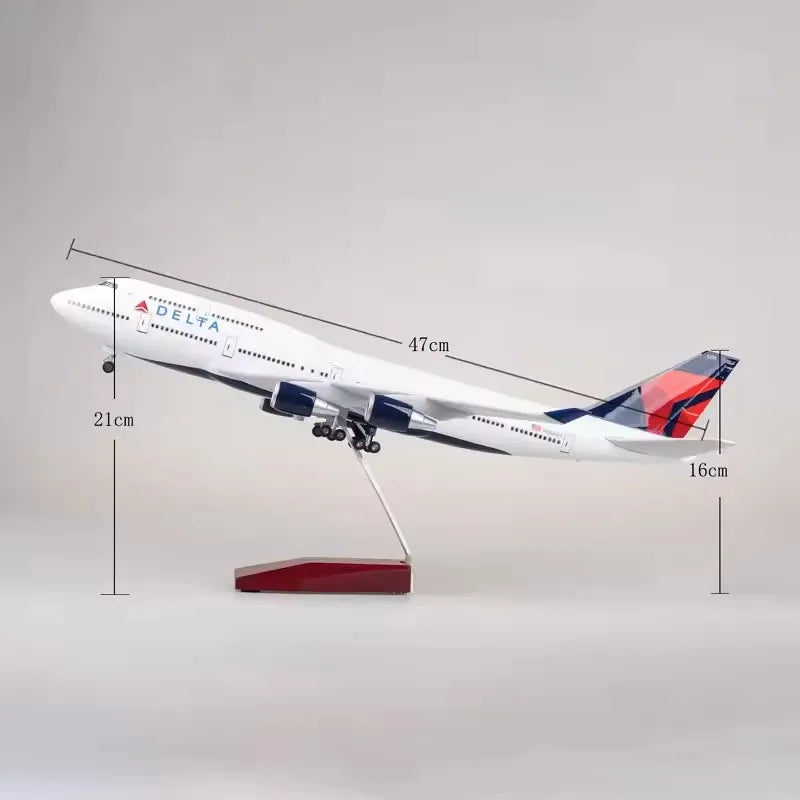 747 Delta Air Lines 47CM 1:150 Scale B747 child toy plane Model Toy Aircraft LED Light Airplane diecast flight machine model Gif
