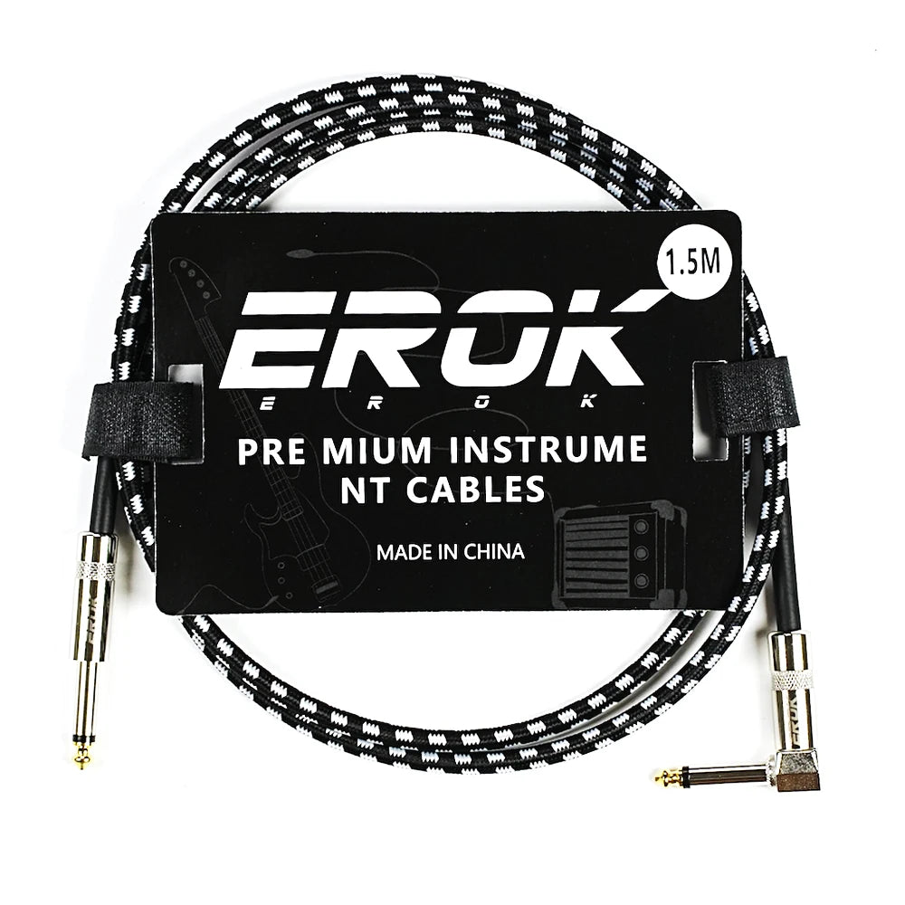 EROK 1.5/3/6/10M Guitar Audio Cables Anti-Noise Line 6.35mm Male to Male Colorful Braided Line Pedal Guitar Bass Universal Cable