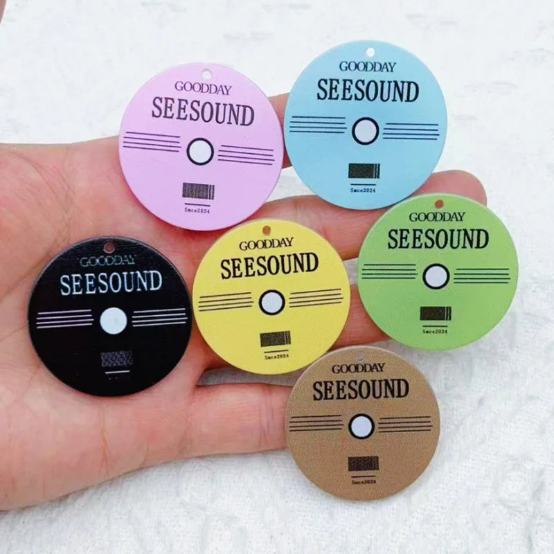 10pcs Acrylic Retro Tape Record Music Pendant DIY Keychain Phone Chain Necklace Jewelry