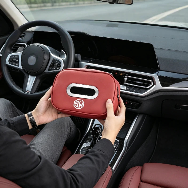 Leather Car Tissue Bag Back Seat Sun Visor Armrest Tissue Box Compatible MG ZS GS MG3 MG5 MG6 MG7 GT Cyberster