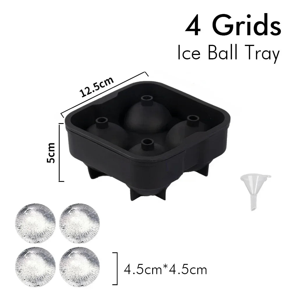 Ice Cube Tray Silicone Ice Ball Freezer Mold Square Ice Cube Maker with Lid 4/6/8 Grids for Whiskey Cocktail Coffee Accessories