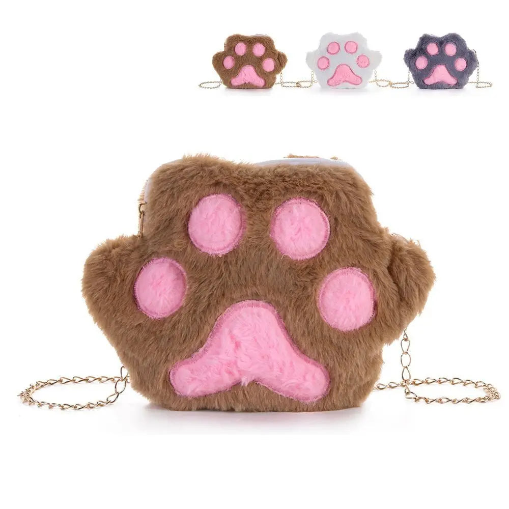 Fashion Crossbody Handbag Sweet Chain Messenger Bag  Bear Bag Shoulder Bag Cat Paw