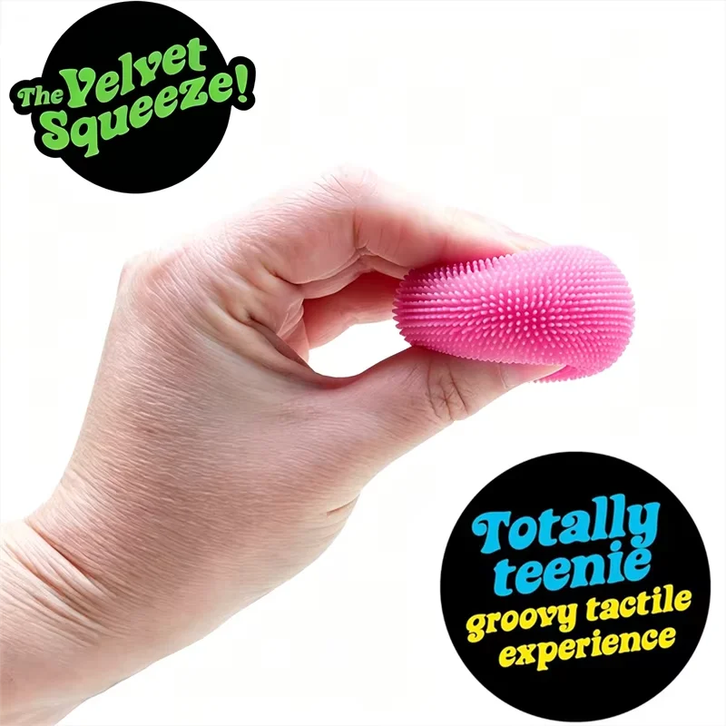 Teenie Needoh Fuzz Ball 3 Pack Mini Spiky Squeeze Toy Soft Burr Non-toxic Maltose Anxiety Relief Heal ADHD Sensory Calming Toy