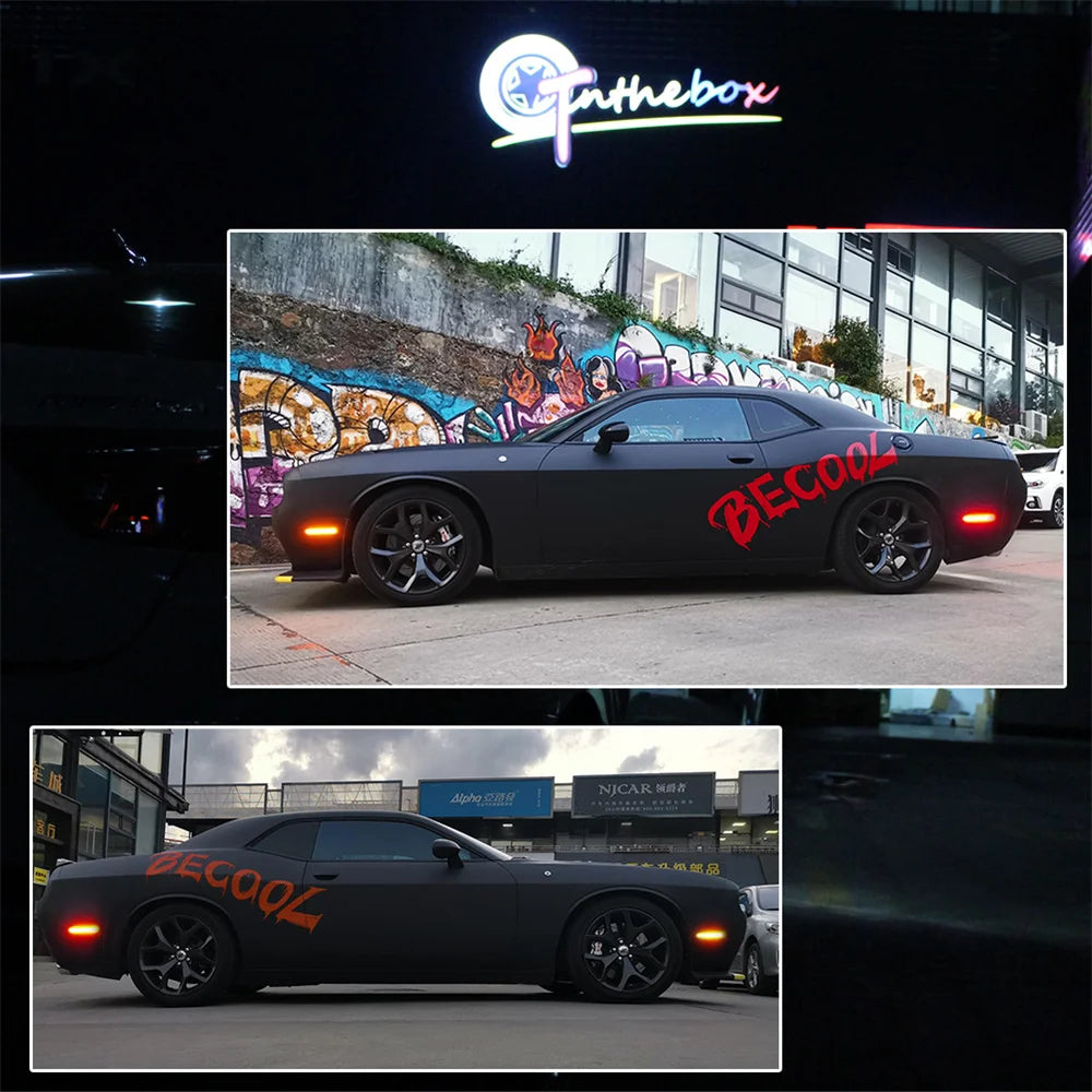 Smoked Lens Front Amber Rear Red LED Car Bumper Side Marker Turn Signal Lights Fender Flare Lamps For Dodge Challenger 2015-2023