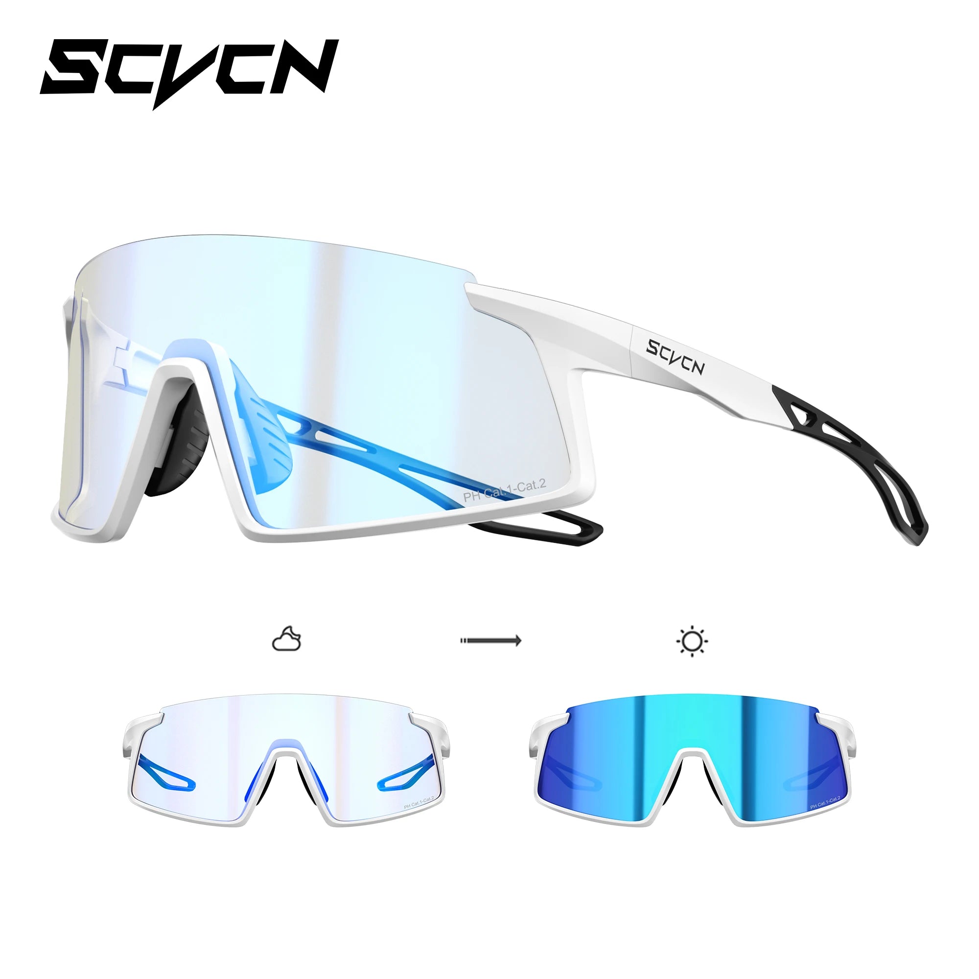 SCVCN 2026 Hiking Eyewear Men's Cycling Sunglasses Photochormic Glasses UV400 Outdoor Sports Goggles Camping MTB Bike Glasses