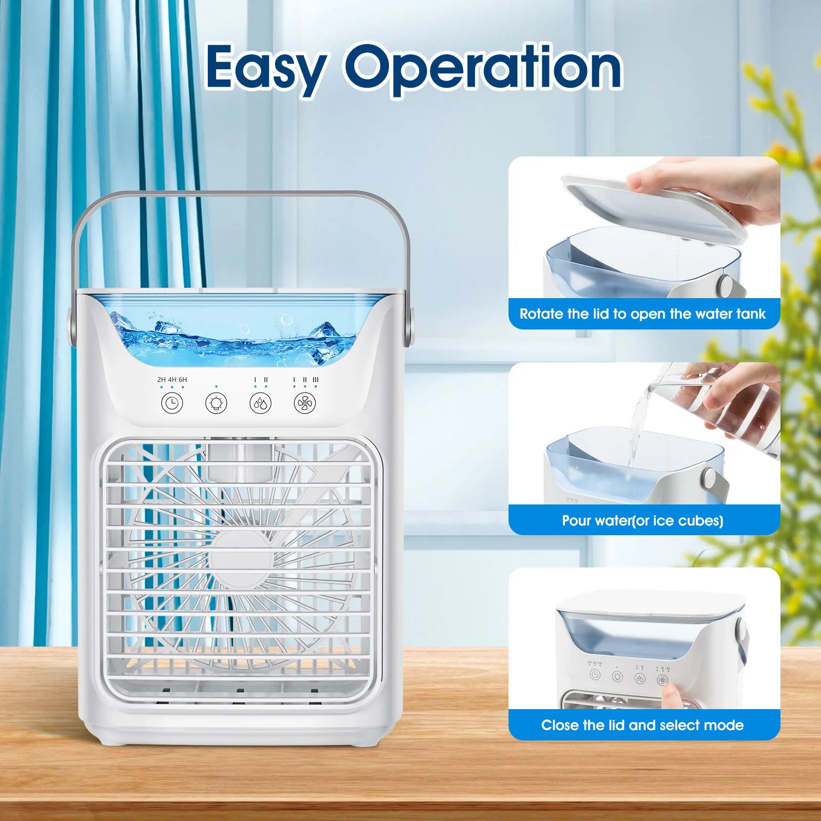 Portable Humidifier Cooling Fan Air Conditioner Desktop Fan Water Tank Small Air Cooling Fan for Home Bedroom Small Personal Fan