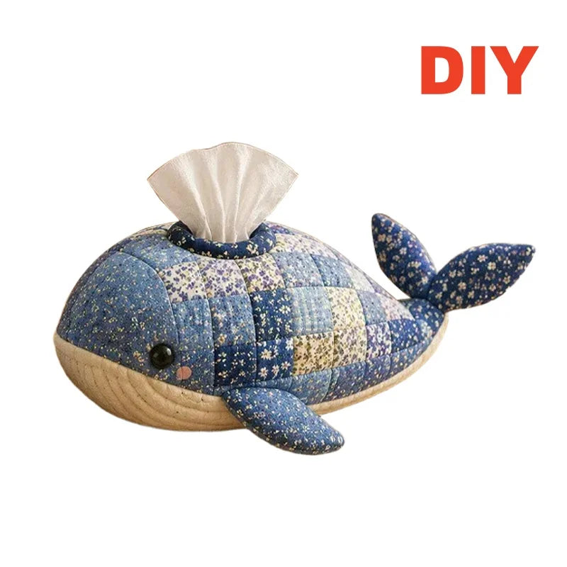 DIY Patchwork Tissue Box Cover Kit Precut Cloth Sewing Thread Tools Handmade Napkin Holder Craft Hobby Home Table Decor Gift