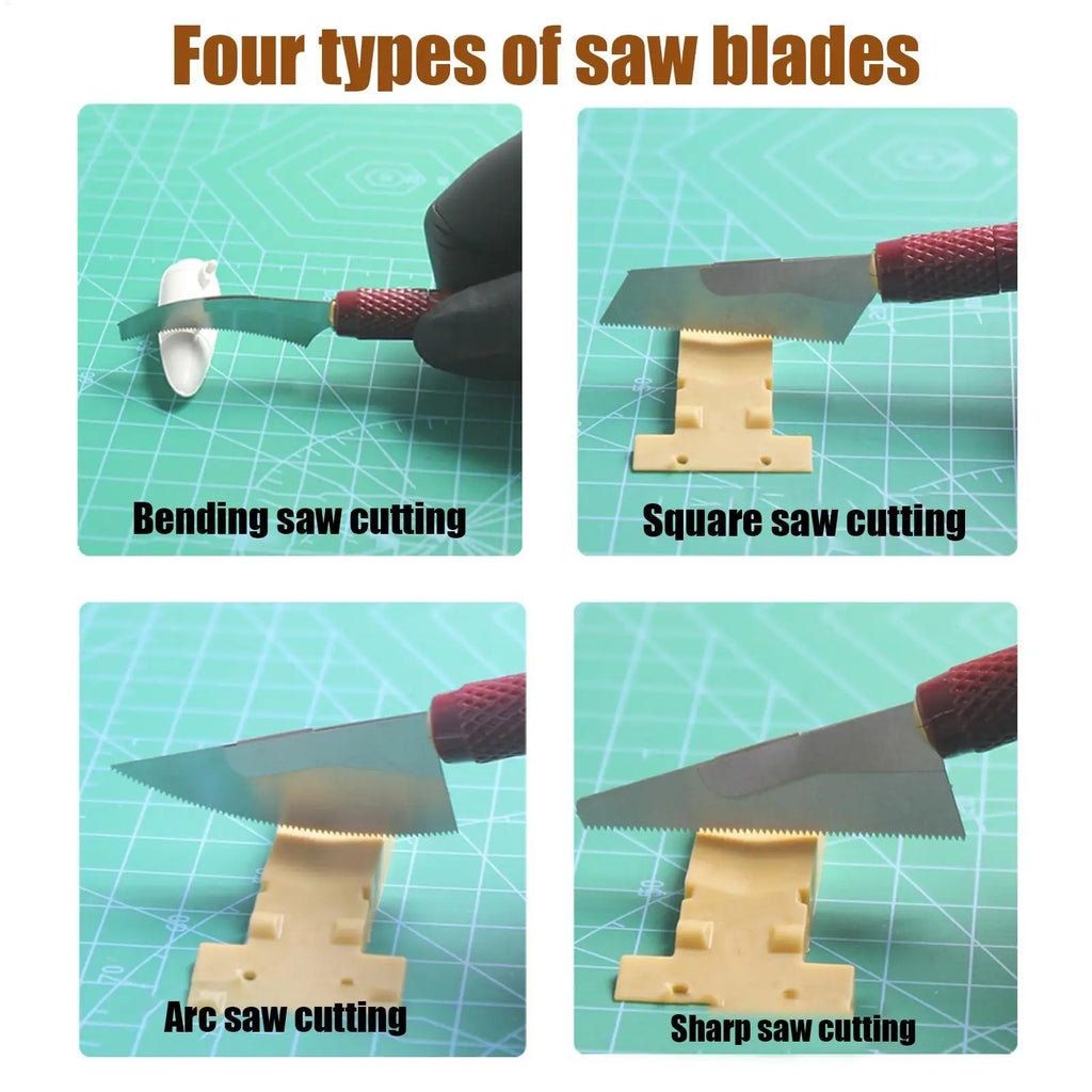 Mini Hand Saw Model Craft Tools with 4 DIY Craft Pieces Saw Blades Modelling Hobby DIY Tool Kit for Handcrafted Cutting