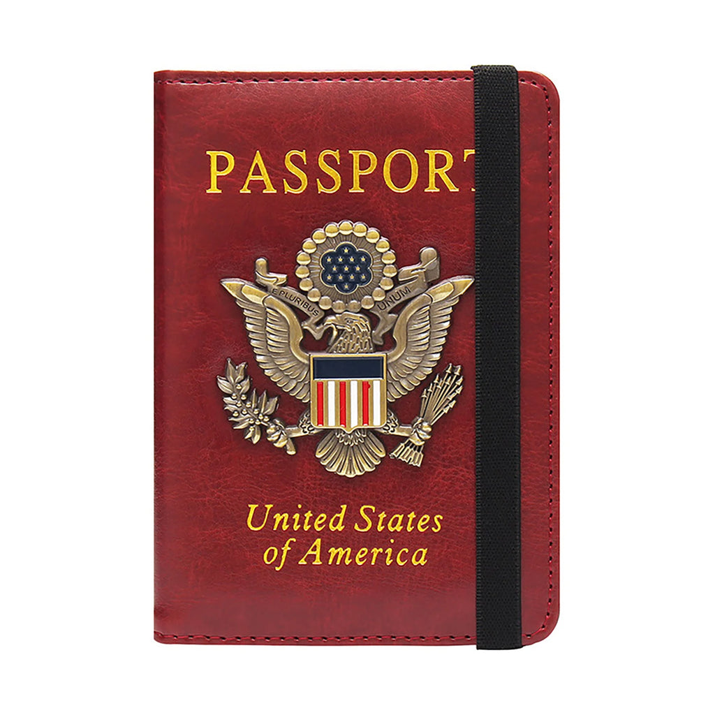 Rfid-Passport Holder For Travel Novelty Waterproof Passport Holder Cover With 3D Metal Badge Portable Card Wallet For Bank Cards