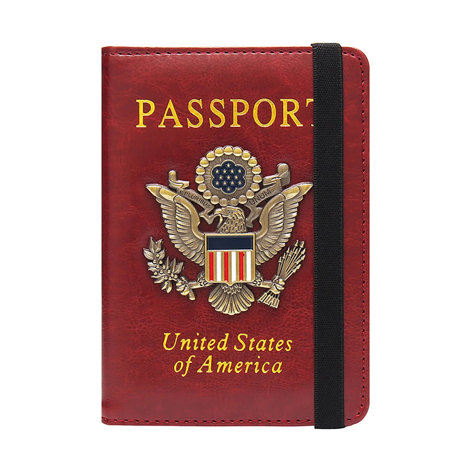 Rfid-Passport Holder For Travel Novelty Waterproof Passport Holder Cover With 3D Metal Badge Portable Card Wallet For Bank Cards