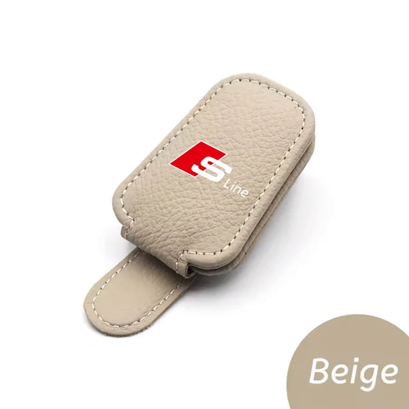 For Audi Sline A4 A3 A6 TT S4 S5 S6 A1 A2 A5 A7 A8 Q1 Q2 Q3 Q4 Q5 Q6 Q7 Q8 B8  Car Sun Visor Glasses Case Holder Sunglasses Clip