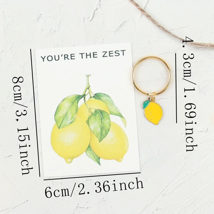 7 Chic Lemon Keychains, Including Positive Lemon Cards, Are Perfect for Back-To-School, Birthdays, Parties, Unique Friendship Keepsakes, Charming Summer Lemon Decorations, and as Inspirational Gifts for the Family.