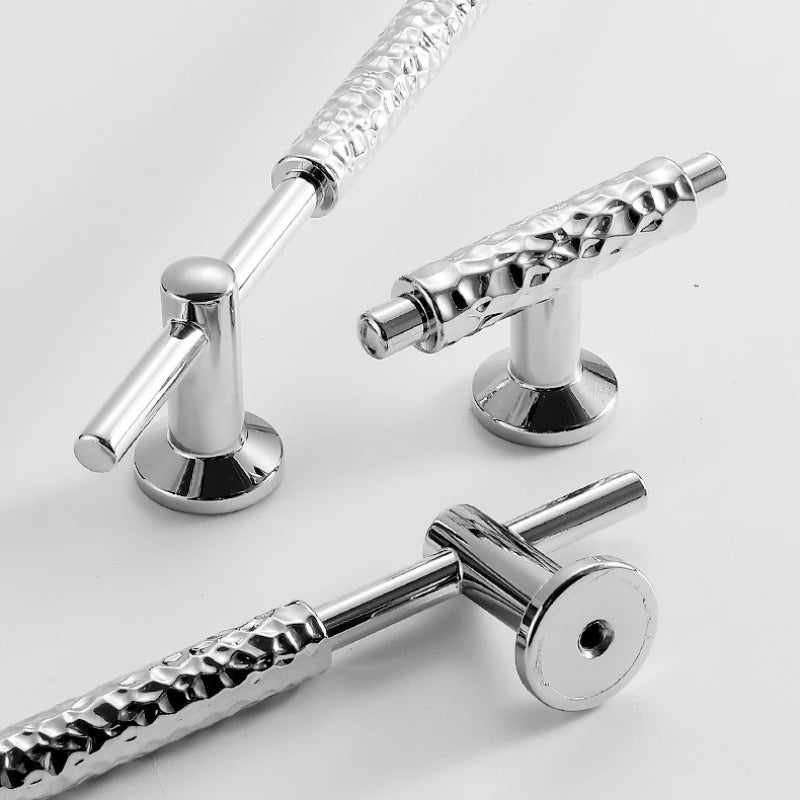 Bright Chrome Silver Wardrobe Door Handle Modern Minimalist Zinc-Alloy Pull for Cabinet Shoe Cabinet  Drawer Furniture Hardware