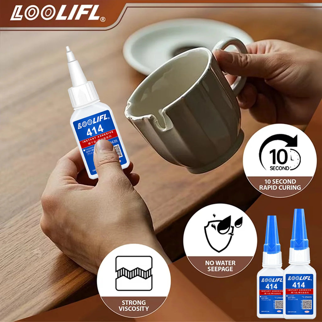 LOOLIFL 414 Multi-Purpose Super Glue Cyanoacrylate Adhesive Instant Fast Adhesive Rubber Wood Glass Stronger All Bonding Glue