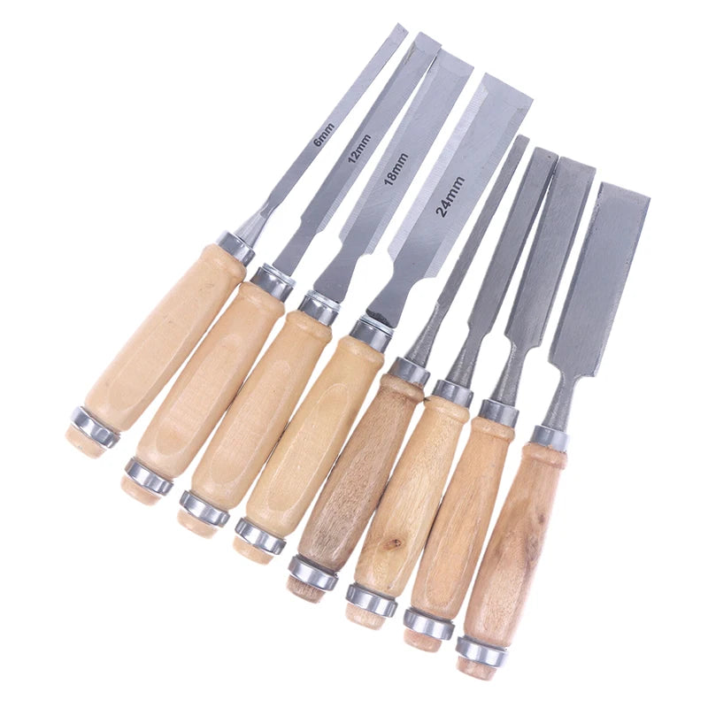 【A】4Pcs 6/12/18/24mm Wood Carving Chisels Set Professional For Woodworking With Ergonomic Wood Carving Tools DIY Auxiliary Tools