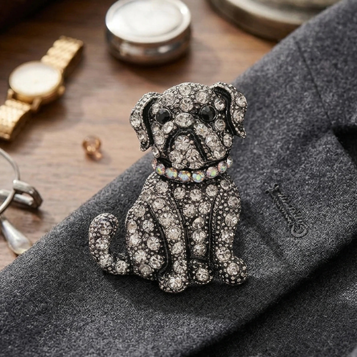 Classic Enamel Rhinestone Dog Brooches for Women Unisex Trendy Animal Pins Office Party Friend Funny Gifts Jewelry Accessories