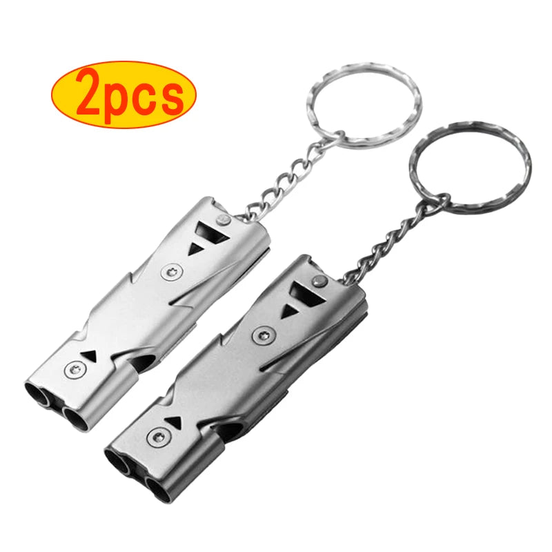 1/2pcs Double Pipe Whistle Pendant Keychain High Decibel Portable Outdoor Survival Emergency Camping Tool Multifunction 1PC