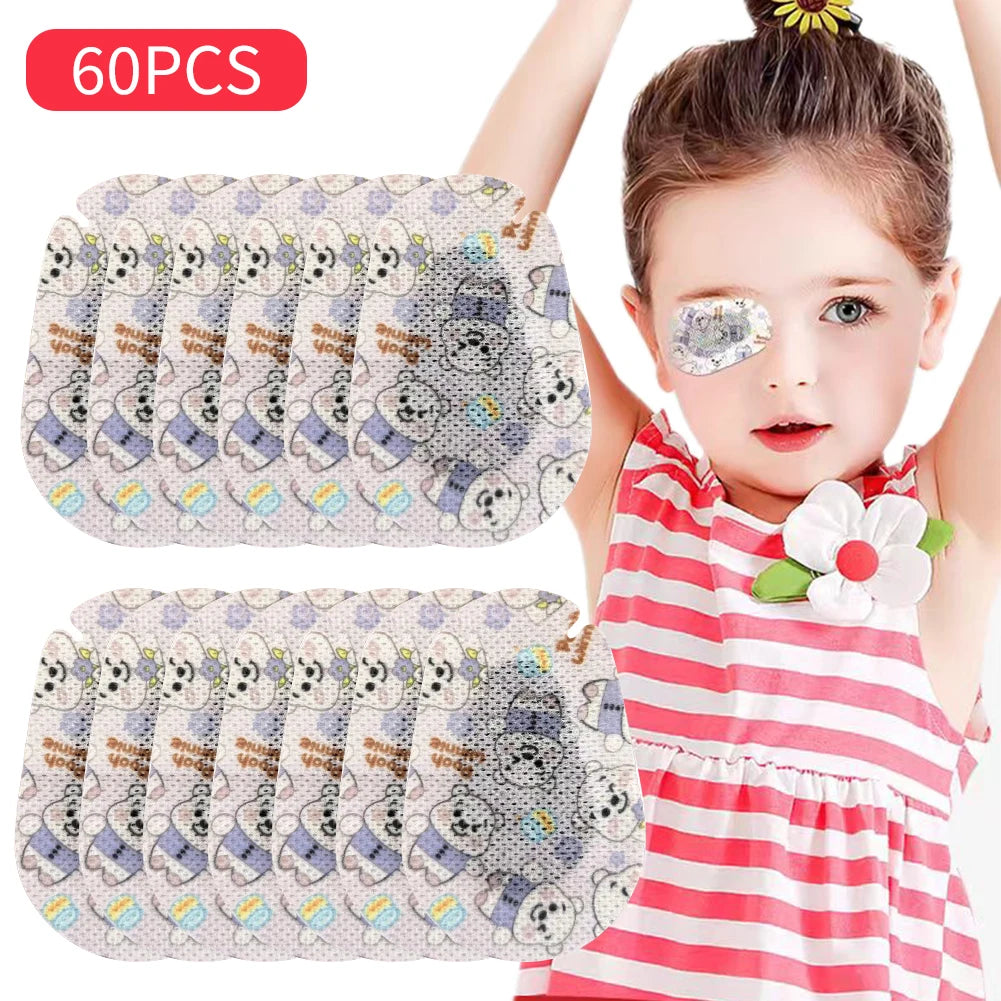 20/60Pcs Breathable Amblyopia Eye Patch Band Aid Cartoon Kids Disposable Medical Sterile Eye Pad Adhesive Bandages First Aid Kit