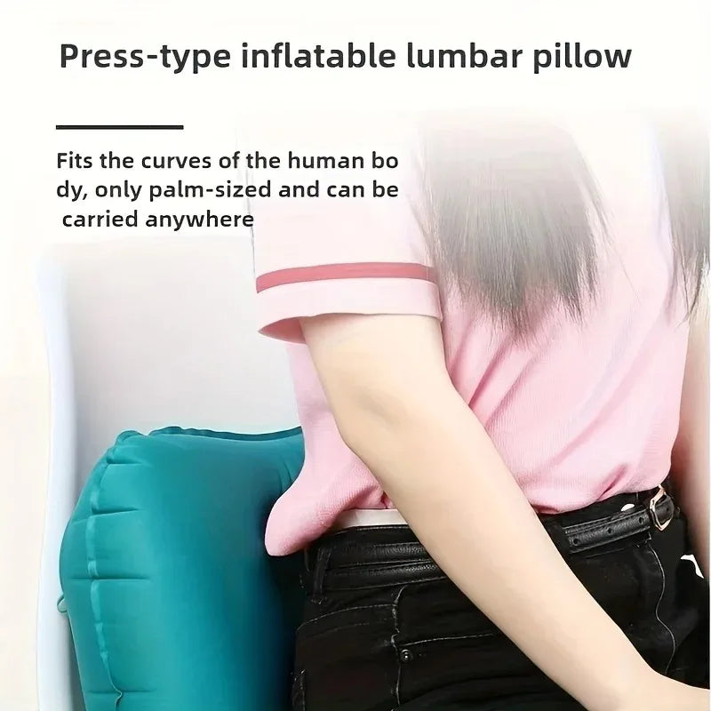 Portable Inflatable Car Airplane Travel Neck Pillow Lumbar Neck Inflatable Pillow Folding Press Pillow Home Office Neck Cushion