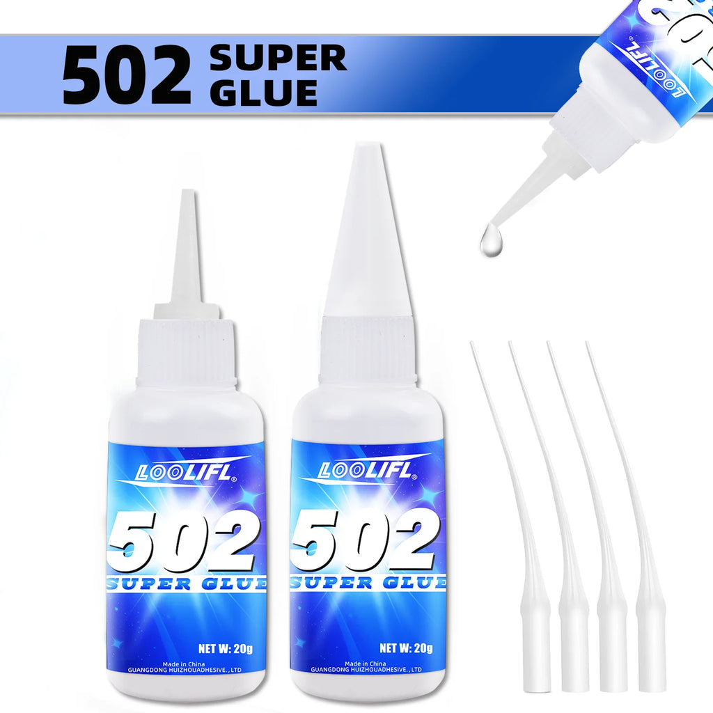 LOOLIFL 502 Super Glue 20g Strong Instant Adhesive for Plastic, Metal, Rubber, Ceramic, - Fast Drying Cyanoacrylate Glue with