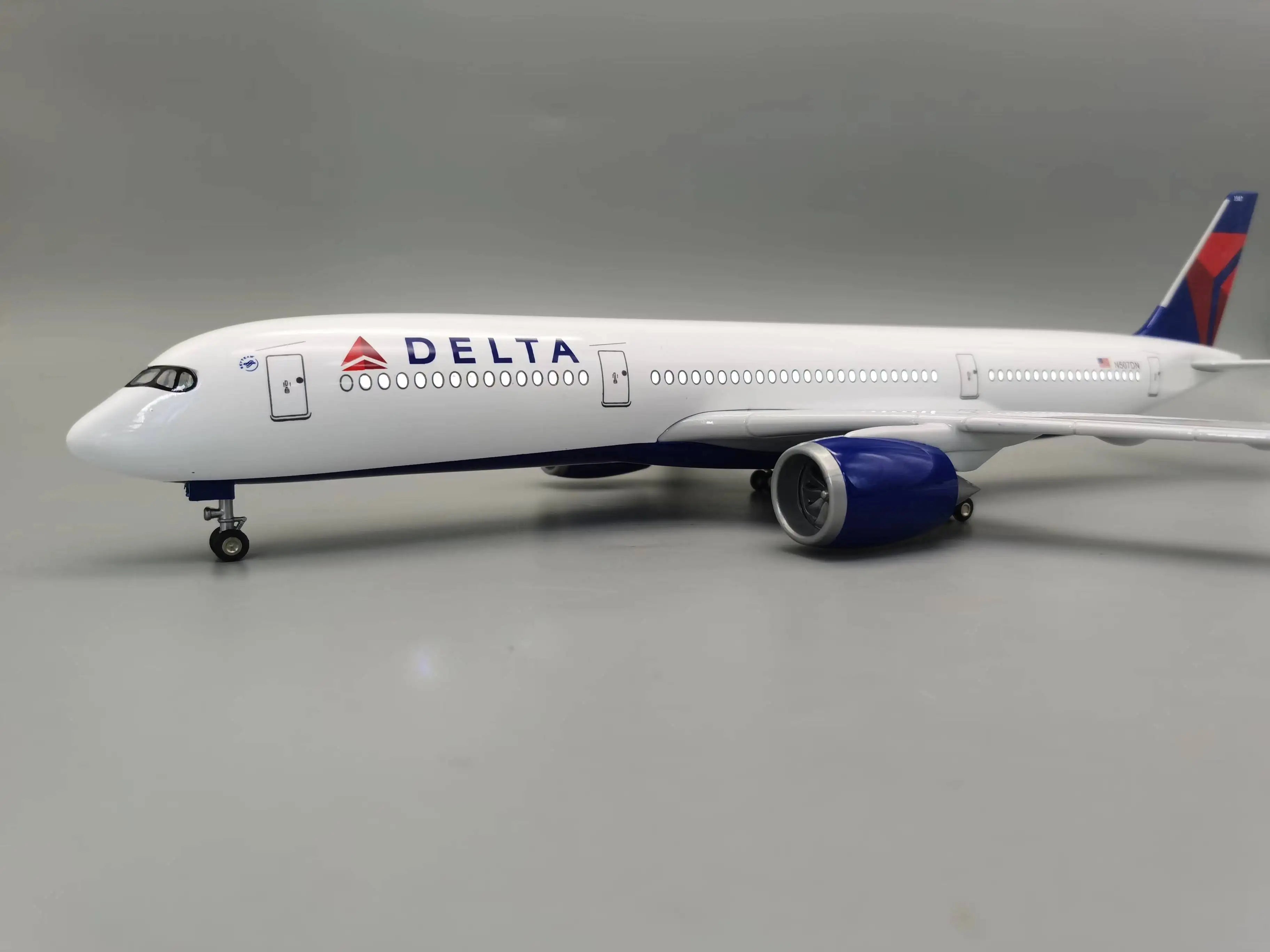 1/142 Scale 47CM Airplane A350 Delta Airways Airplane Model Toy with Wheel Landing Gear Aircraft Model Plane for Collectible